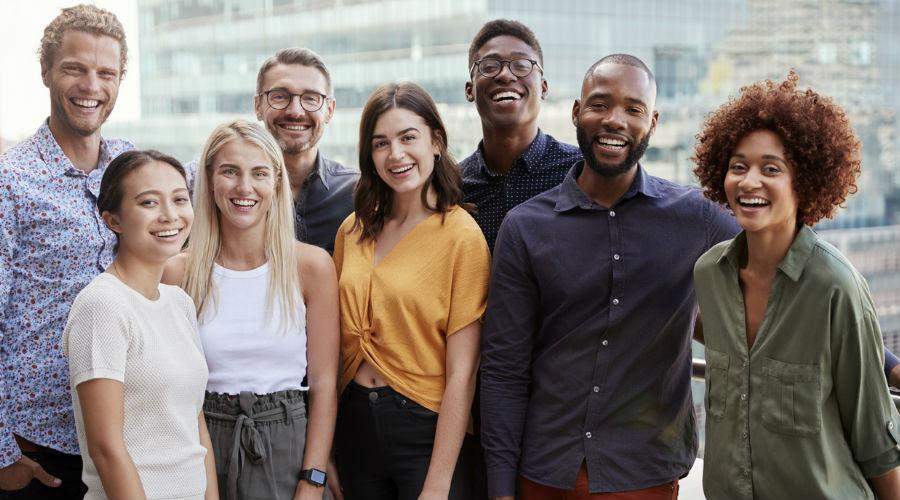team of employees relocated to another city