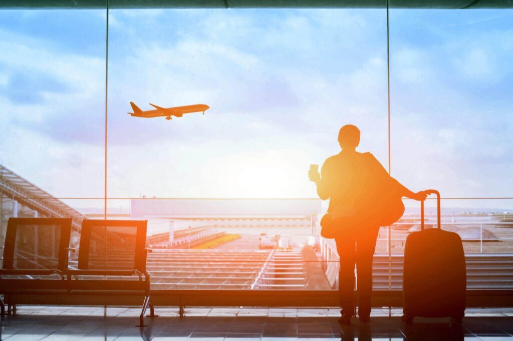 Woman in an aeroport for a business trip